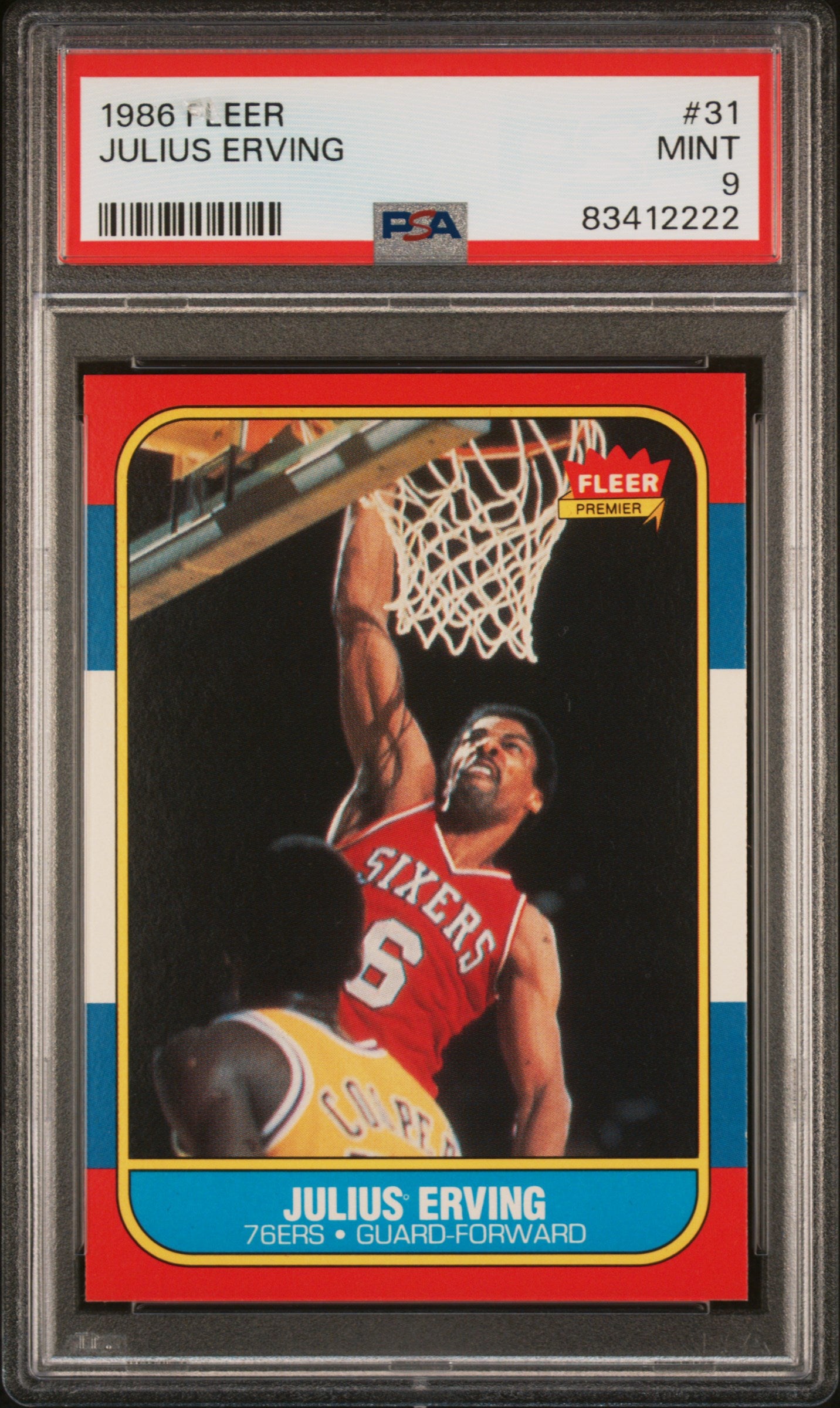 1986 Fleer Julius Erving PSA 9 GREAT COLOR/WHITE BACK & CENTERING