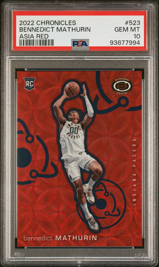 2022 Chronicles Bennedict Mathurin Asia Red Dynagon 30/48 PSA 10 RC POP 1