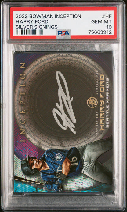 2022 Bowman Inception Harry Ford Silver Signings Auto 022/100 PSA 10