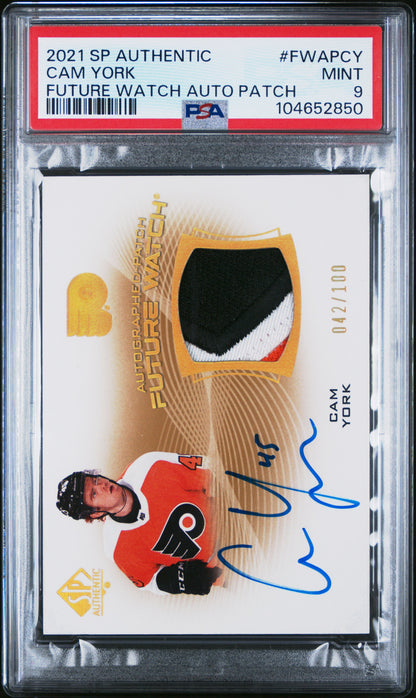 2021 SP Authentic Cam York Future Watch Patch Auto 042/100 PSA 9 RC