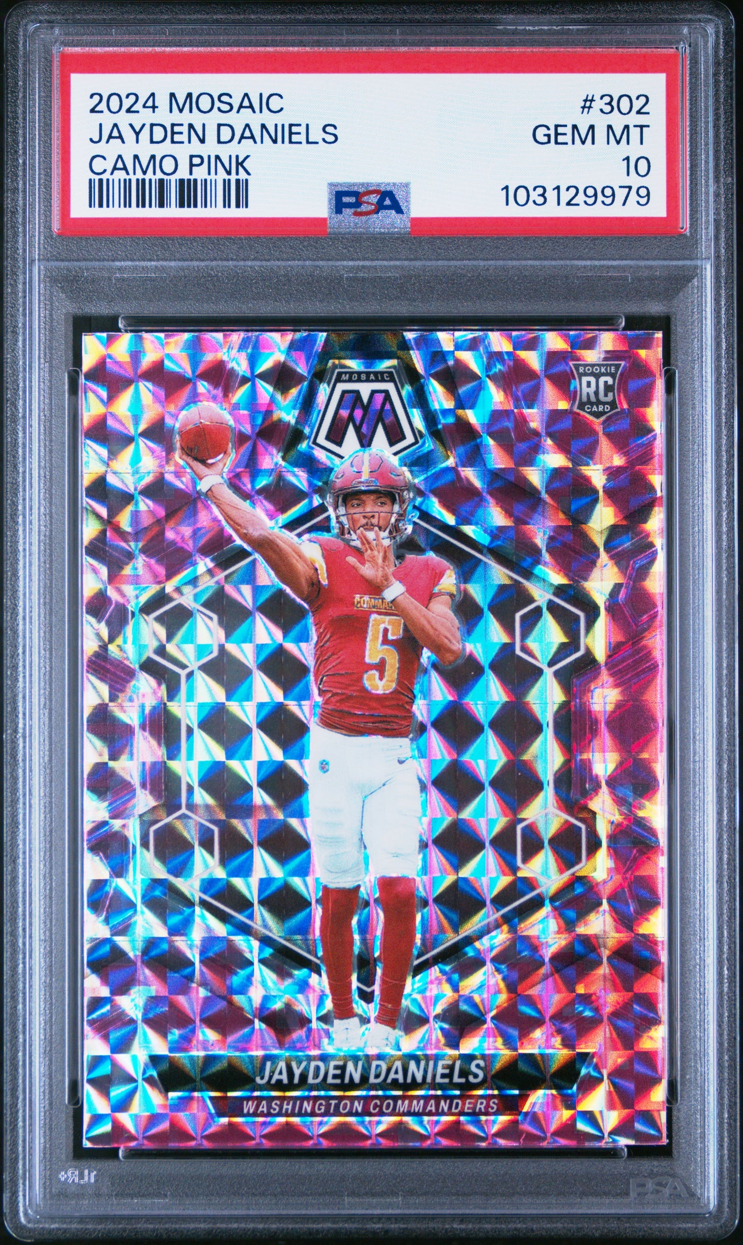 2024 Mosaic Jayden Daniels Camo Pink PSA 10 RC